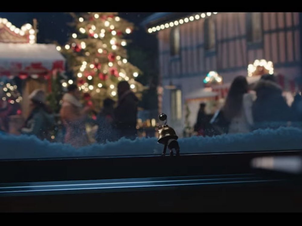 Christmas advert with fake snow